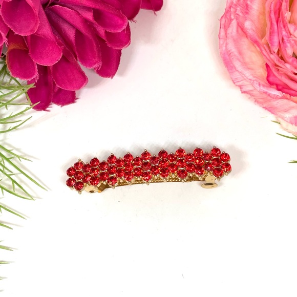 NEW⚜️Red Crystal Cluster Long Hair Clip - Picture 1 of 6